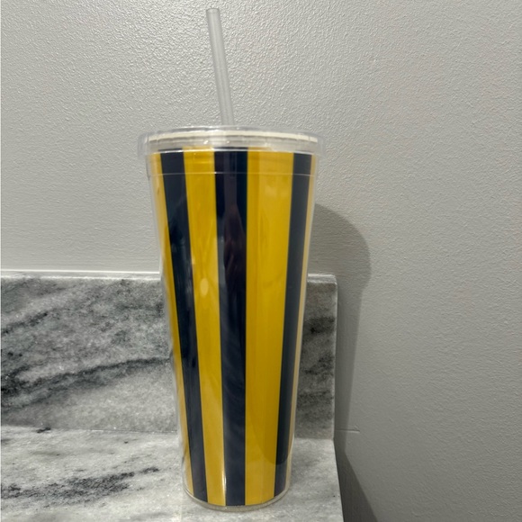 University of Michigan Plastic Water Bottle with Straw - Picture 2 of 4